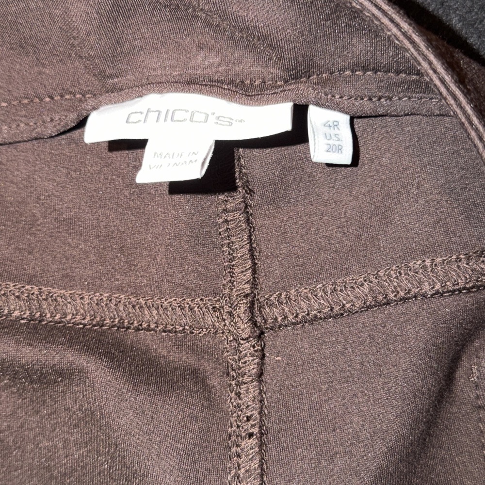 Chico's Womens Flat Front Straight Leg Career Dress Pants Brown Size 20R - Picture 2 of 4